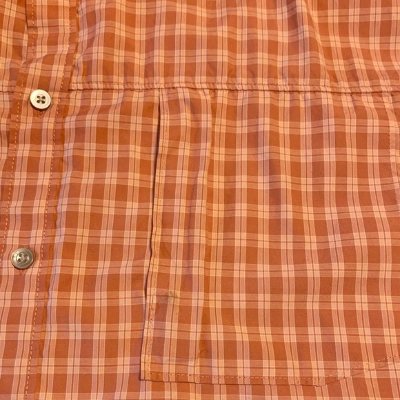 Van Huesen Orange Plaid Casual Button Down Shirt, [Sz XXL 18-18.5] **FLAW NOTED* - Picture 6 of 10